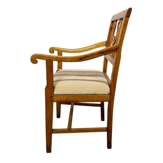Image 1 of Niederländischer Empire-Sessel mit Lyra-Rückenlehne aus Kirschholz
