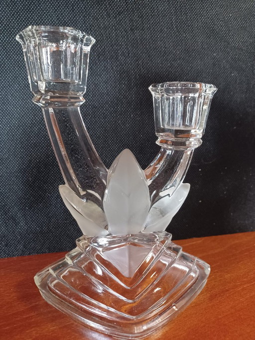 Exklusives Paar Art-Deco-Kerzenständer Brockwitz – Modell 8077, Museumsglas – kandelaars en kaarsen (photo 2 of 6)