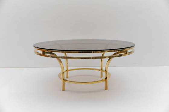 Image 1 of Round Double Frame Gilt and Smoked Glass Coffee Table, 1970s
