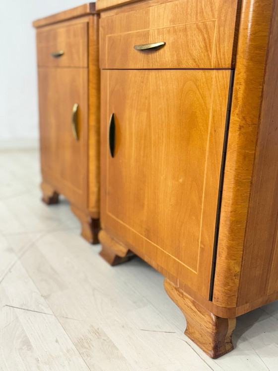 Image 1 of 2x Zeer mooie vintage nachtkastjes / bijzettafels / nachtkastjes in mid-century stijl