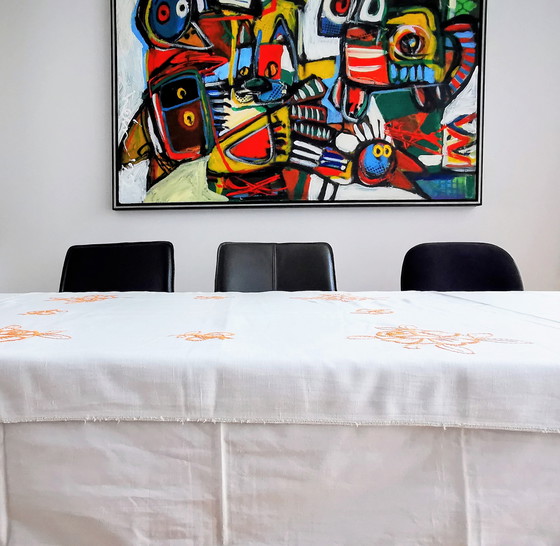 Image 1 of Art-Deco-Leinentischdecke