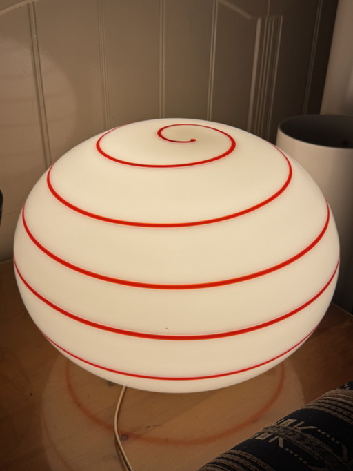 Lampe Vintage XL Ilu di Vetro Zebra Rouge Blanc Verre