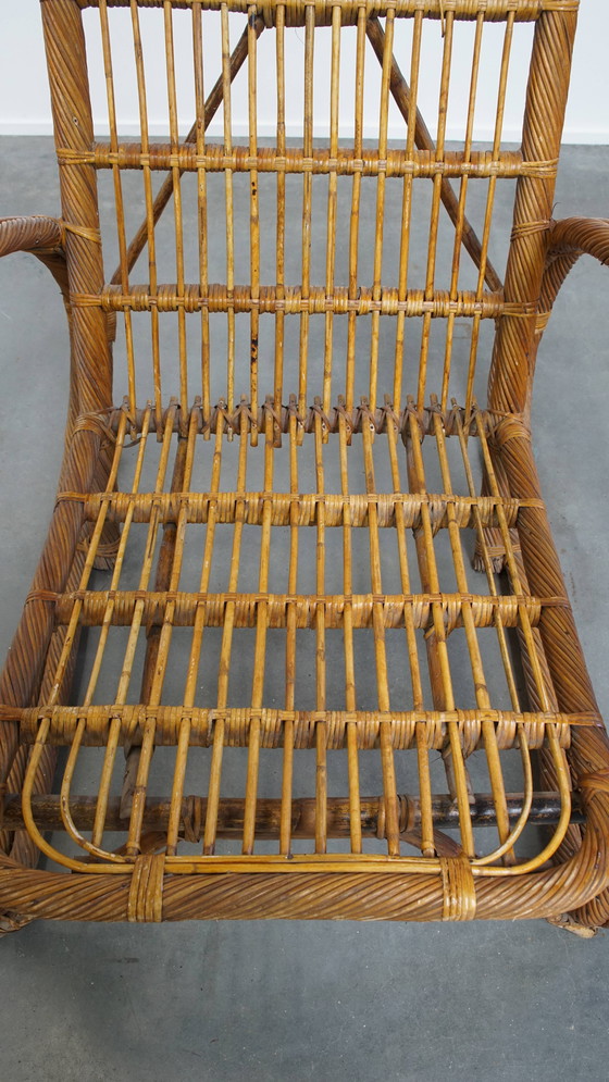 Image 1 of French rattan vintage design armchair from the 1950s