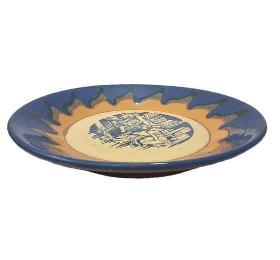 Image 1 of Grande piatto da parete in ceramica dipinto a mano, souvenir vintage della Città Vecchia di Gerusalemme