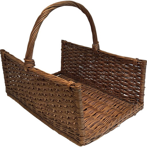 Vintage rattan log holder, France 1970