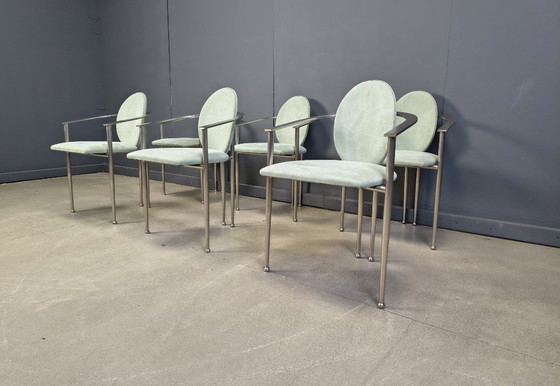 Image 1 of Vintage eetkamerstoelen van Belgo chrom, set van 6 - jaren 80