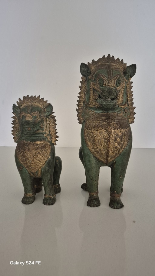 Ensemble de gardiens de porte Thaïlande. – beeldhouwkunst, Bronze