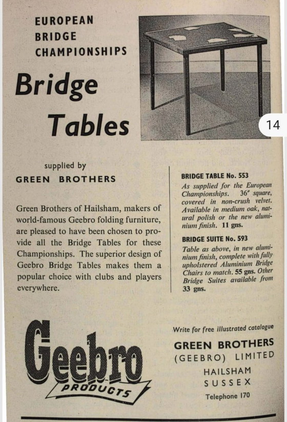 Image 1 of Unique and Rare 1950s Green Brothers 'Foldable' Directors' Chairs Bridge Table Set