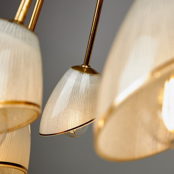 Image 1 of MK9466 Lampadario vintage in vetro e ottone, 1950