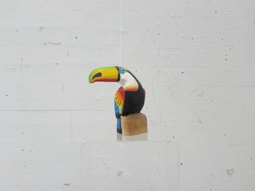Hand-painted wooden toucan – colorful vintage decoration