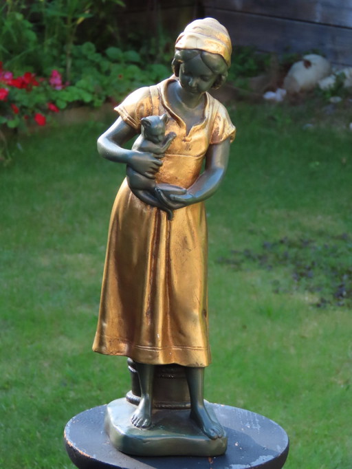 Girl with cat, gebr v paridon