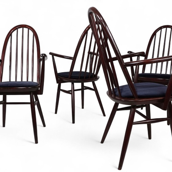 Image 1 of Set of 4 Windsor chairs, mahogany, 1960