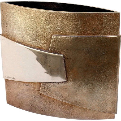 Vase en bronze vintage art abstrait par Esa Fedrigolli pour Esart Italie, 1980