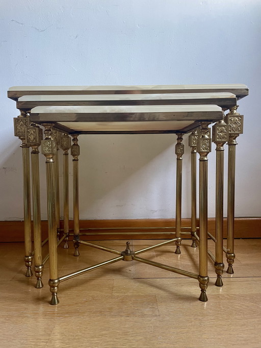 Vintage neoclassicistische set bijzettafels