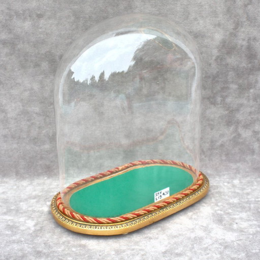 Vintage retro oval glass dome 13.78 x 12.20 x 6.50" cloche globe 35 x 31 cm x 16,5 cm deep steampunk display gift colletible dus