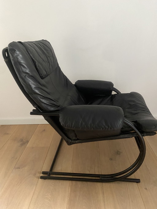 Vintage armchair 1980s black leather