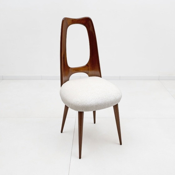 Ensemble de quatre chaises de salle à manger italiennes en noyer de Vittorio Dassi, milieu du siècle, 1950 (photo 4 of 7)