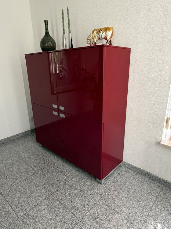 Kronos Lak Glossy Rosso Mattone 31 Storage cabinet, red high-gloss, Wood, Metal, Modern (photo 2 of 5)