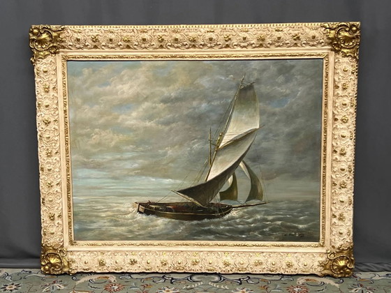 Emilien Victor Barthélemy (). "Marien landschap". – Schilderijen & Tekeningen, Canvas (photo 9 of 9)