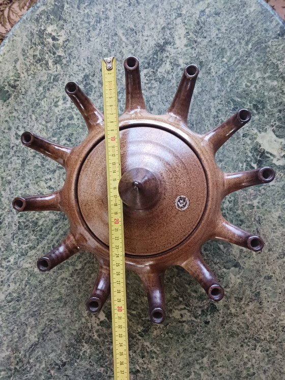 Image 1 of Vaso/lampada a olio in ceramica a forma di tulipano, fatto a mano, anni '70