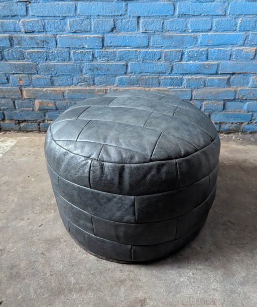 Pouf patchwork in pelle vintage
