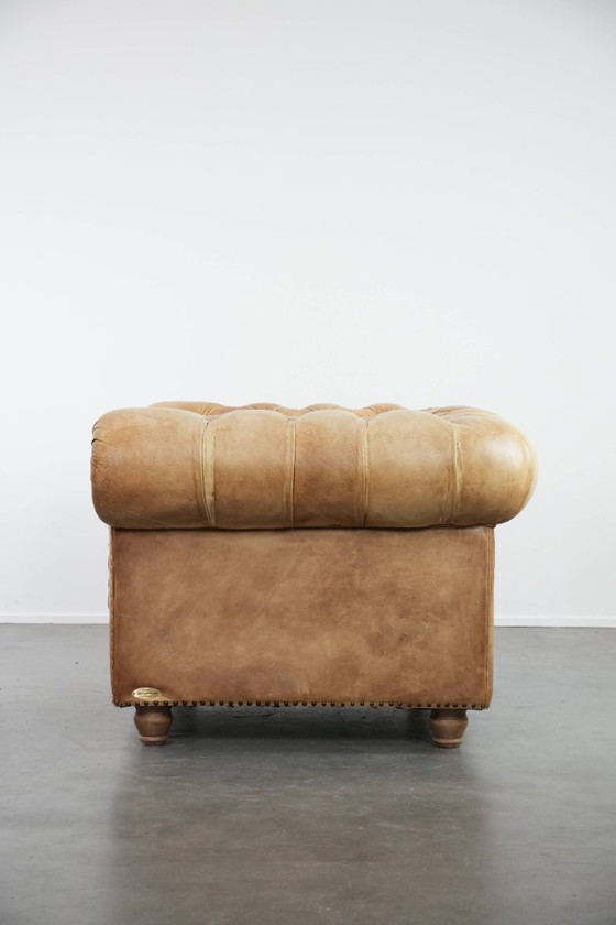 Image 1 of Unique Chesterfield armchair made of cowhide leather
