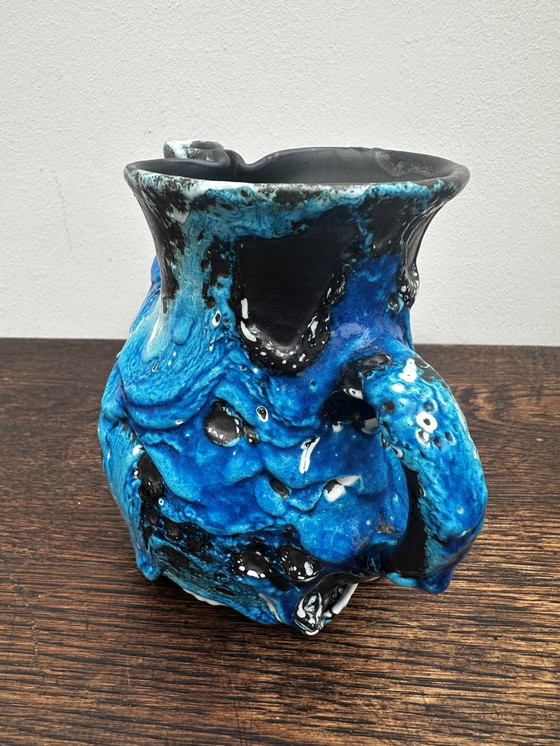 Image 1 of Small Fat Lava Blue Pitcher - Atelier du Cyclope Annecy