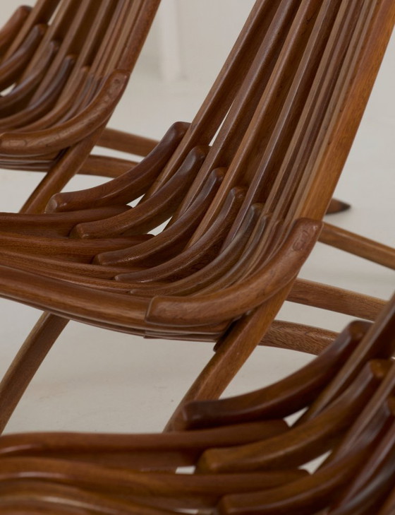 Image 1 of Vintage handcrafted folding chair in solid Iroko wood, circa 1970