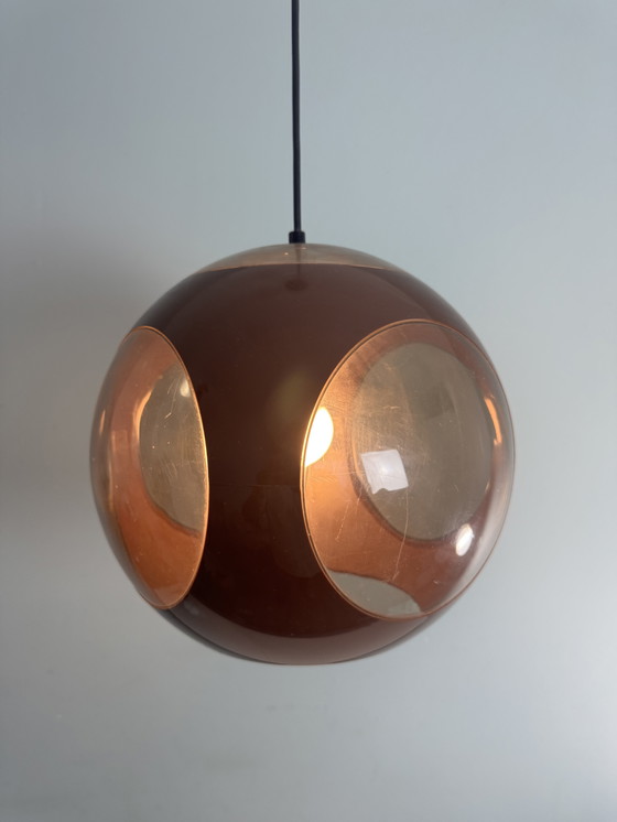 Image 1 of Vintage brown space age lamp Bug Eye pendant lamp 1970s