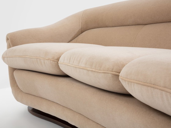 Image 1 of Isa Bergamo large Art Deco walnut mohair velvet sofa 1940s