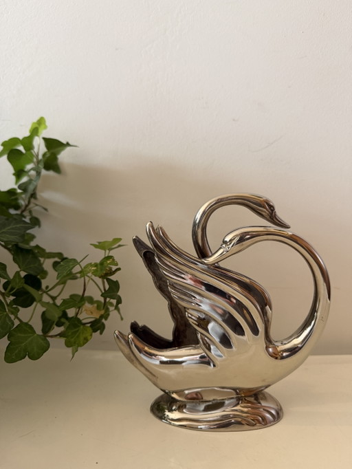 Art Nouveau napkin holder two swans