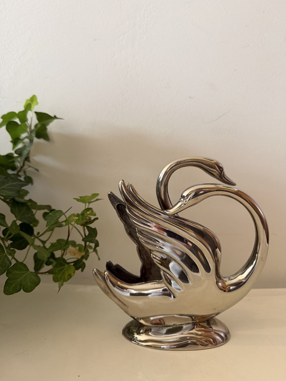 Image 1 of Art Nouveau napkin holder two swans