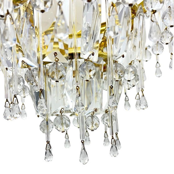 Image 1 of Vintage crystal chandelier Lustry Kamenický Šenov, Czechoslovakia 1970s brass