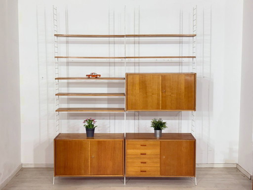 Mid-century string shelving / vintage wall shelf / Sybille 314 living room wall unit / living room wall unit