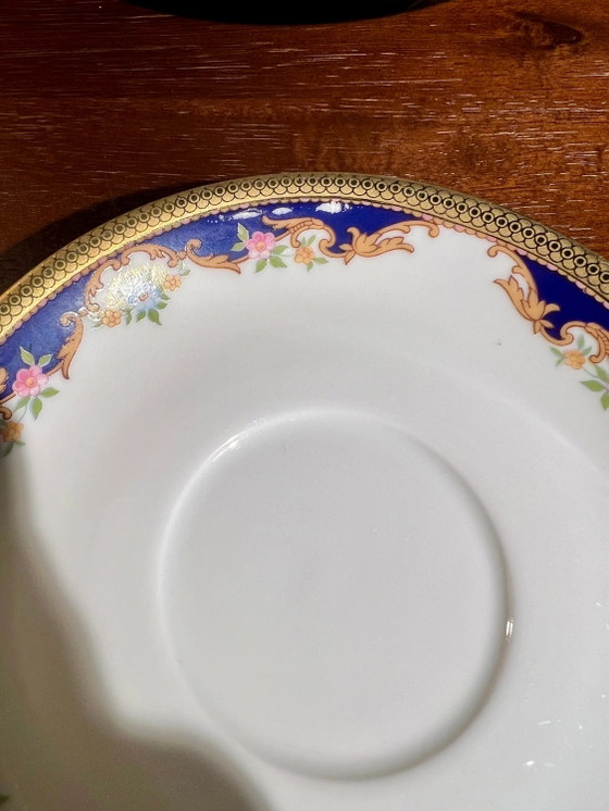 Vintage Koffieservies voor 6, Kobaltblauw met 14k Gouden Rand, Mosrozen, Uitstekende Staat, van Bavaria (photo 8 of 10)