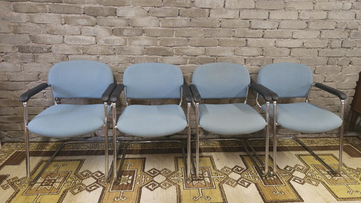 Set van 4 DRABERT fauteuils, poten chroom 1980