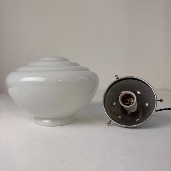 Image 1 of ANTIQUE ART DECO OPALINE PENDANT LIGHT