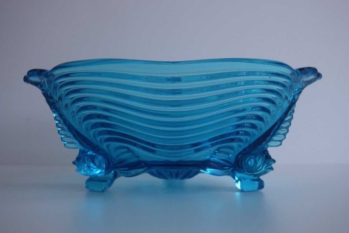 Rare Art Deco Glass Josef Inwald With Fish Feet Bowl-Gorgeous Rich
