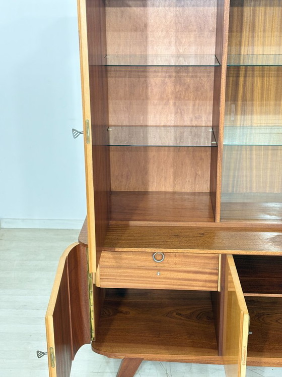Image 1 of Prachtige vintage hoge kast / barkast / dressoir / vitrinekast