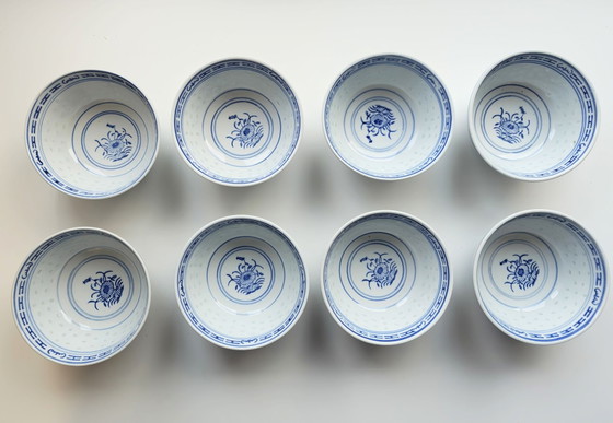 Ciotole tradizionali Jingdezhen a chicco di riso dipinte a mano vintage con mini teiera, Servizi da tavola (foto 3 di 14)