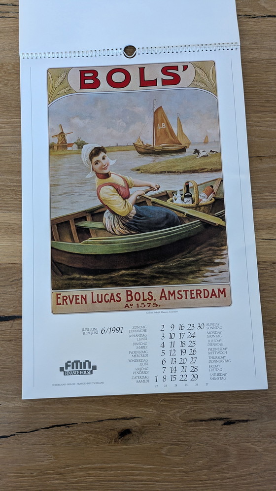 Image 1 of Poster vintage del calendario olandese del 1991 (società finanziaria)