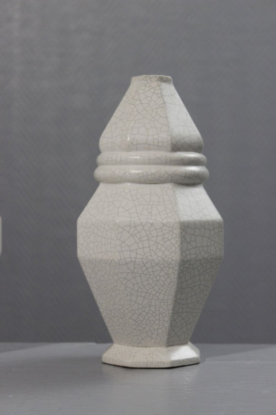 Image 1 of Coppia di vasi in terracotta di Saint Clément Craquelé a smalto periodo Art Déco 1930