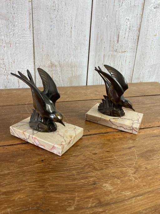 Pair of Antique Bookends – decoratieve objecten, Marble, Metal