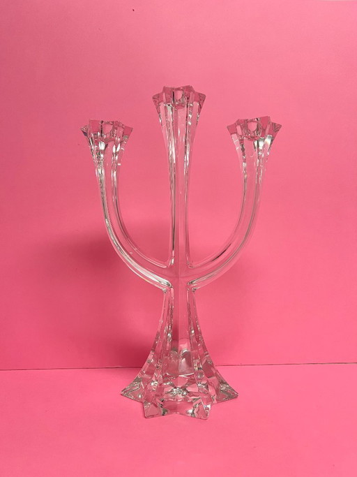 Candelabro vintage Villeroy & Boch a 3 bracci in cristallo al piombo Lucca, stile metà secolo.