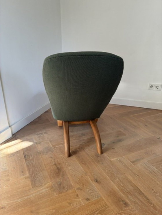 Artifort Congo fauteuil, Kuipstoelen, Textiel, Hout, Groen, Vintage (foto 2 van 5)