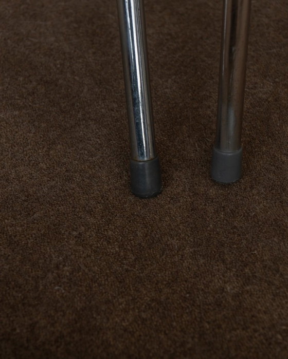 Image 1 of Vintage chromen klapstoelen (paar) | Bruine corduroy bekleding | Stijl uit het midden van de 20e eeuw / jaren 70