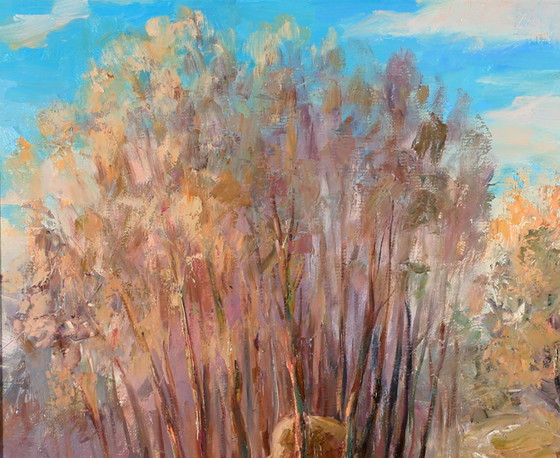 Original Ölgemälde Landschaft Ländlich Dorf Raky. Im Frühling – Gemälde & Zeichnungen, Canvas (photo 5 of 8)