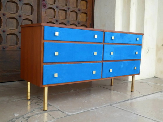 Commode/coiffeuse en teck et daim, 1950 – Vintage (photo 10 of 12)