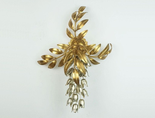 Aplique de pared florentino vintage de Hans Koegl, de metal, estilo Hollywood Regency.