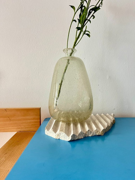 Image 1 of Vintage Bubble Glass Vase – Mid-Century Modern Artisan Hand-Blown Design